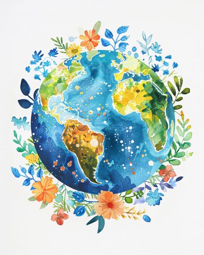 Decoração de parede Peace: aquarela boho planeta terra berçário de F. Abderrahim