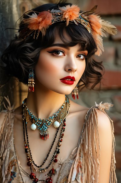 Uma bela dama num festival 1920s | decoração de parede de salão e hotel - Copie de F. Abderrahim