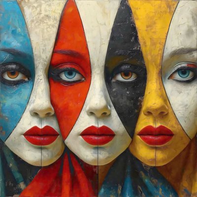 Rostos abstractos de mulheres em belos padrões geométricos Feminilidade íntima de F. Abderrahim