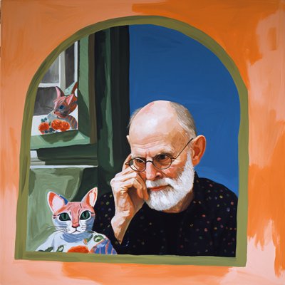 Gato  Um artista a olhar para um espelho, impressões contemporâneas em tela  arte de parede de F. Abderrahim