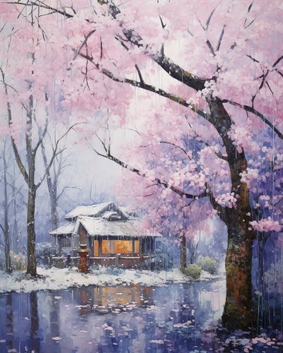 aldeia numa paisagem de neve em beleza de inverno | impressões de arte de parede inspiradas na natureza de F. Abderrahim