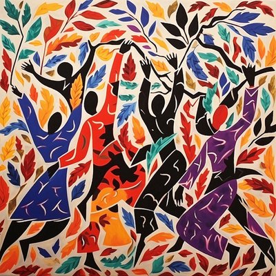 Dança das folhas de outono com estilo Matisse | impressões de tela personalizadas online de F. Abderrahim