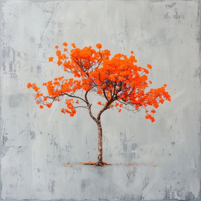 Pintura minimalista: folha de laranja e fundo cinzento; impressões de arte de parede de F. Abderrahim
