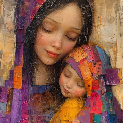 Mãe e filho no tema do Dia da Mãe, decoração de parede e impressões em tela de F. Abderrahim