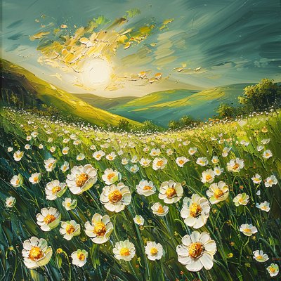 Pintura impressionista paisagem de primavera, ideias de decoração de parede moderna de F. Abderrahim