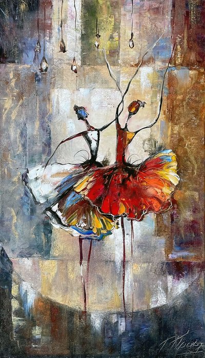 Raparigas dançantes abstractas, decoração de parede para sala de estar de F. Abderrahim
