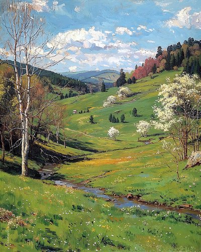 belas paisagens, planaltos verdes na primavera, Decoração de parede que vai adorar de F. Abderrahim