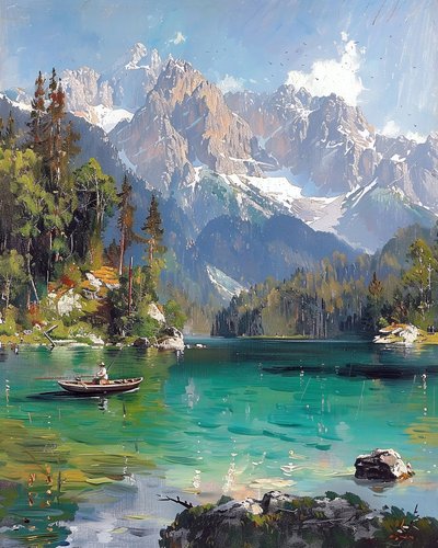 Paisagens panorâmicas de montanhas e lagos, Decoração de parede barata para venda de F. Abderrahim