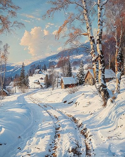 Paisagem com neve Decoração de parede para quarto de F. Abderrahim