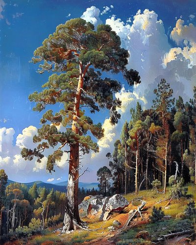 Paisagem com falésias rochosas e floresta, decoração de parede para escritório de F. Abderrahim