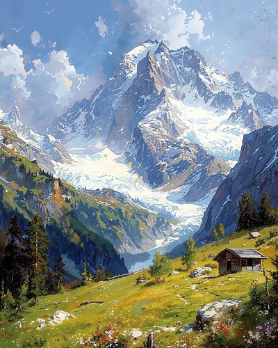Paisagem com Flowery Hills, decoração de parede para quarto de F. Abderrahim