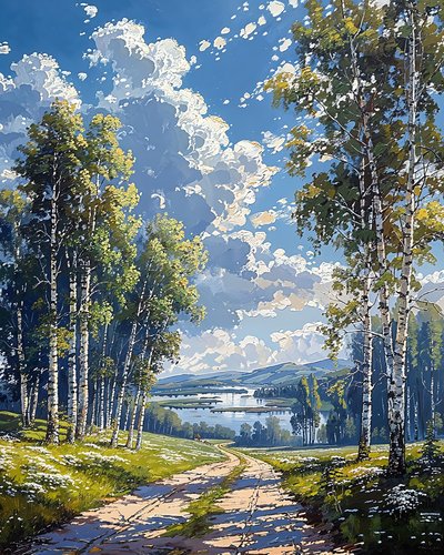 Grande Paisagem de outono Árvores Pintura a óleo Pintura impressionista de F. Abderrahim