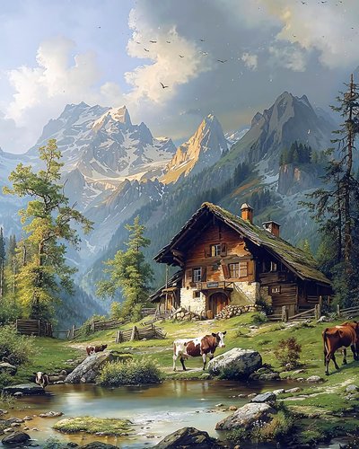 Paisagem bonita no outono, tela para decoração de parede Arte da vida selvagem de F. Abderrahim