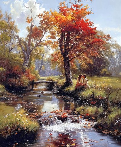 Uma pintura romântica no meio de uma natureza pitoresca, impressões de tela online de F. Abderrahim