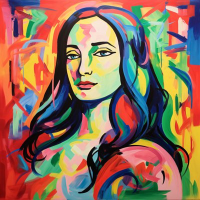 Mona Lisa no estilo fauvista de Henri Matisse, decoração de parede emoldurada e tela de F. Abderrahim
