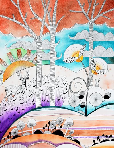 Floresta moderna de Marys Watercolors