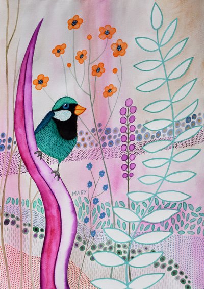 Pássaro de fantasia de Marys Watercolors