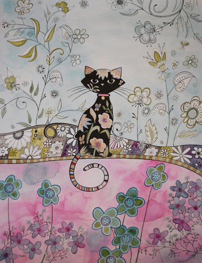 Gatinho preto de Marys Watercolors