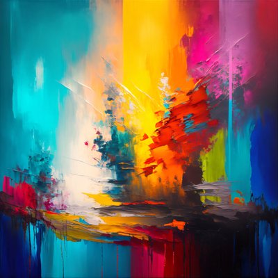 Arte abstrata com fundo de cores vibrantes, decoração de parede e impressões em tela de F. Abderrahim