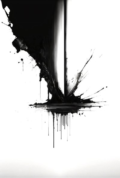 Desenho abstrato a tinta, preto e branco, arte de parede | impressão a pedido de F. Abderrahim