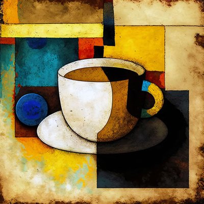 Pintura de café ao estilo de Kazimir, impressão de tela a pedido de F. Abderrahim