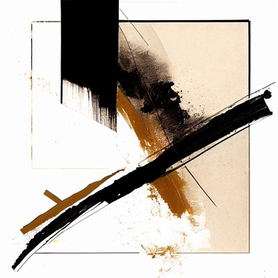 Pintura de parede Traços diagonais preto e bege, impressão em tela a pedido de F. Abderrahim