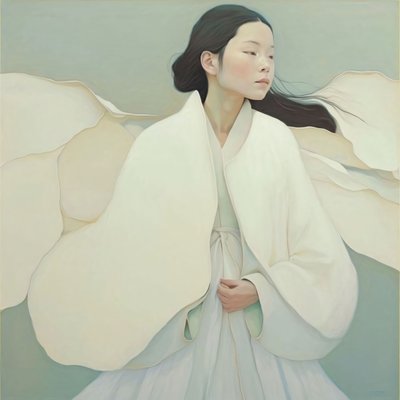 Mulher japonesa usando quimono tradicional, Impressões personalizadas em tela de F. Abderrahim