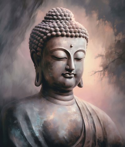 Retrato de Buda Sentado em Meditação, Decoração espiritual de parede para impressão de F. Abderrahim