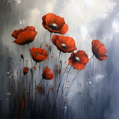 Papoilas vermelhas Arte de parede em tela Moderna, Decorações de parede para qualquer divisão de F. Abderrahim