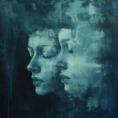 Pintura facial dupla em tristeza, decoração de parede e impressões em tela de F. Abderrahim