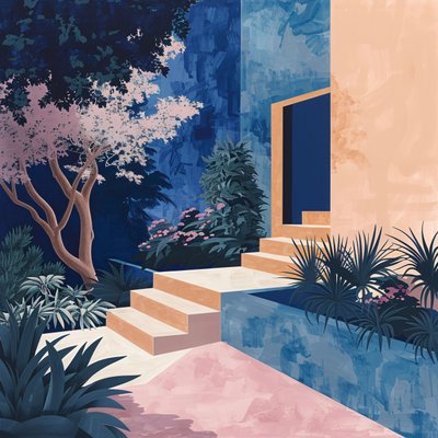 Jardim Minimalista em Simplicidade Vibrante, impressões de tela personalizadas online de F. Abderrahim