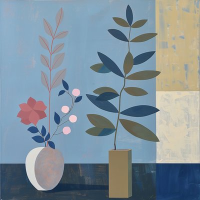 planta, cadeira e vaso de cerâmica, estilo boémio, decoração de parede moderna, impressão a pedido de F. Abderrahim