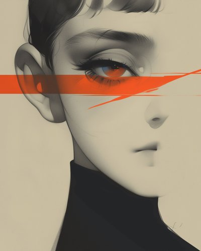esboço de um rapaz, estilo manga, tela e moldura de parede impressão a pedido de F. Abderrahim