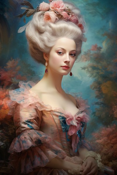 A Duquesa, Retratos Rococó Pinturas a óleo Obras de arte, impressões em tela grande de F. Abderrahim