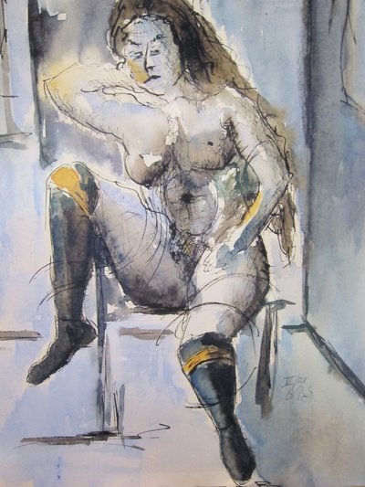 Nu sentado em azul de Christian Piecuch