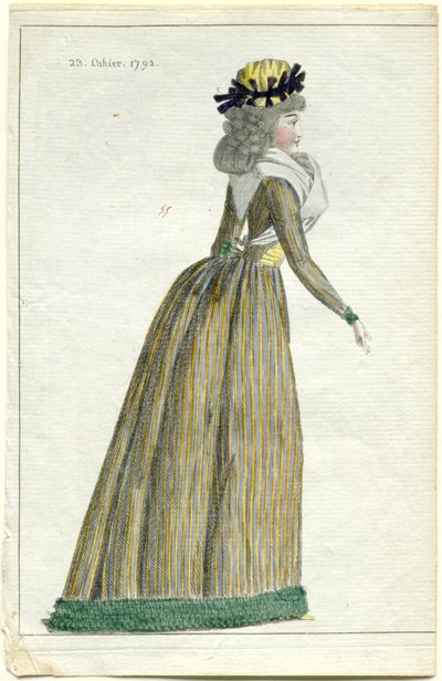 notícias de moda Journal of Fashion and Taste, 10 de outubro de 1792, 23º caderno, pl. 1 de A.B. Duhamel (possibly)