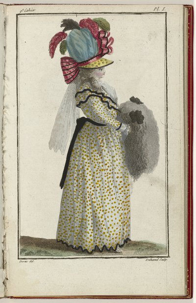 Cabinet des Modes ou Les Modes Nouvelles, 15 de Março de 1786, pl. I de A.B. Duhamel