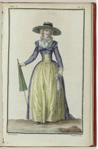 Cabinet des Modes ou Les Modes Nouvelles, 1 de Março de 1786, 8º livrinho, placa I de A.B. Duhamel