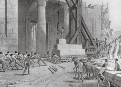 Artesãos fenícios construindo um templo para Salomão (litografia) de A.C. Weatherstone