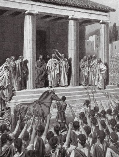 Temístocles homenageado em Esparta (litografia) de A.C. Weatherstone
