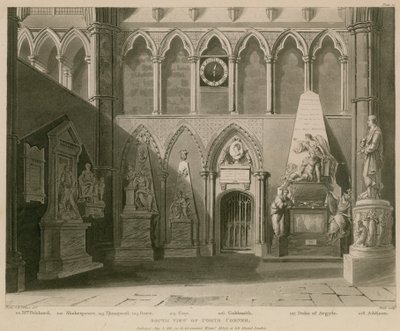 Sul, vista, de, poetas, canto, abadia westminster, londres de A.C. and Villiers, H. Pugin