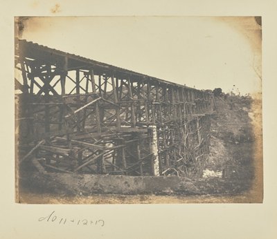 Ponte ferroviária militar sobre o riacho Potomac, na linha férrea de Fredericksburg de A.J. Russell