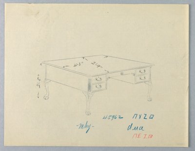 Design para Mesa de Biblioteca com Pés de Pata de Leão de A.N. Davenport Co.