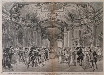 Ilustrações para a ópera Le Maschere de Pietro Mascagni para a apresentação no teatro alla Scala em Milão de A. (after) Bonamore
