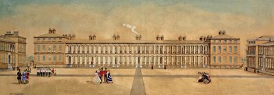 Royal Marines Barracks Woolwich, Kent visto do portão da rua Francis, 1855 de A. Arman