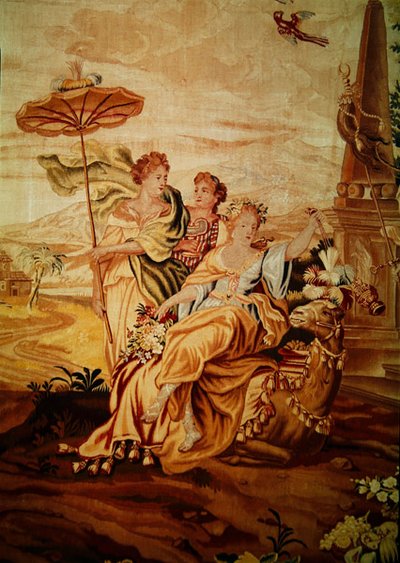 Ásia, de uma tapeçaria dos quatro cantos do mundo, detalhe de um grupo de figuras no centro do camelo (detalhe de 194760) de A. Baertams