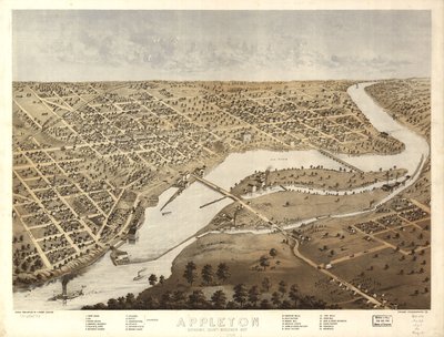 Appleton, Condado de Outagamie, Wisconsin 1867. LOC 73694533 de A.; Chicago Lithographing Co. Ruger