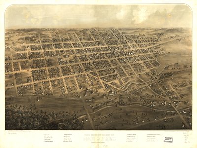 Vista aérea da cidade de Marshall, Calhoun Co., Michigan. LOC 73693437 de A.; Chicago Lithographing Co. Ruger