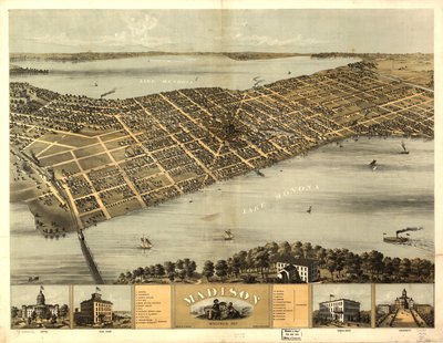 Madison, Wisconsin 1867. LOC 73694546 de A.; Chicago Lithographing Co. Ruger