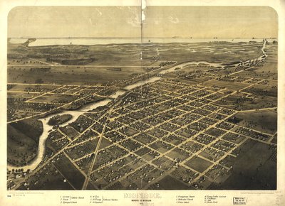 Monroe, Monroe Co., Michigan 1866. LOC 73693438 de A.; Chicago Lithographing Co. Ruger